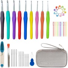 Crochet Hooks,Crochet Hook Set with Portable Case,Ergonomic Crochet Hooks with S