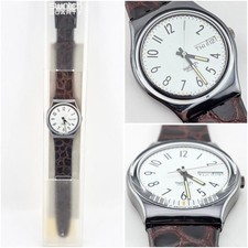 Swatch Gent ENGLISH BREAKFAST GX707 1990 NOS Vintage Day Date Swiss Watch