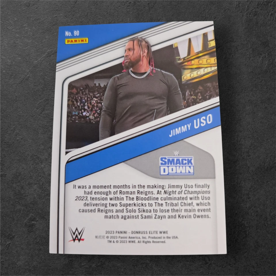 2023 Panini Donruss Elite WWE Aspirations Jimmy Uso #90 29/75 Red Foil BloodLine - Image 2 of 3