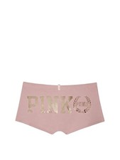 Victoria's Secret PINK Cotton Shortie Boyshort Panty Gold Pink Logo