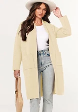 Anrabess Women’s Ivory Open Front Cardigan Women Size L New With Tag