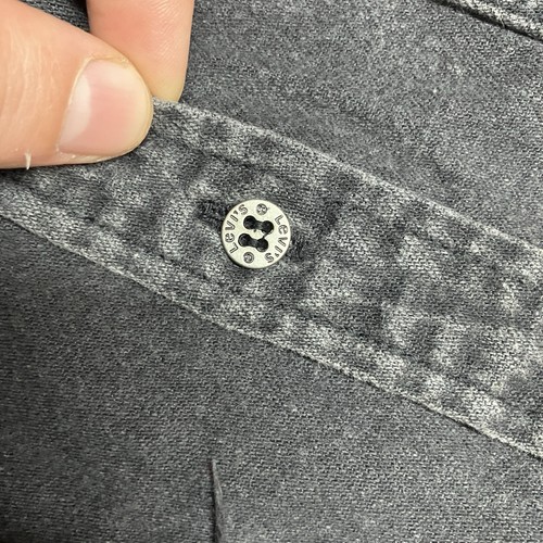 Vintage Levis Shirt Large Black Faded Distressed Long Sleeve Button Up 90s - Picture 5 of 12