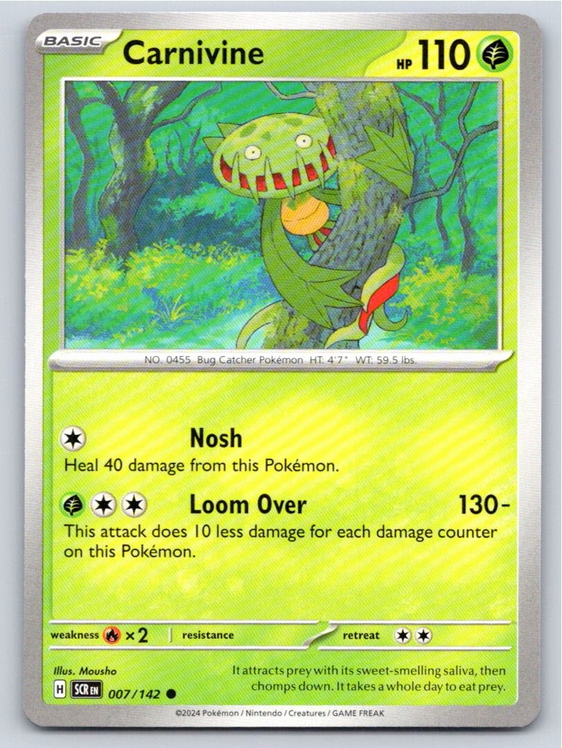 2024 POKEMON CARNIVINE STELLAR CROWN 7/142 COMMON NM A36247 FREE S&H