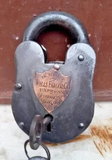 Vintage Style Wells Fargo Padlock with Key Huge Gunsmith Collector Padlock