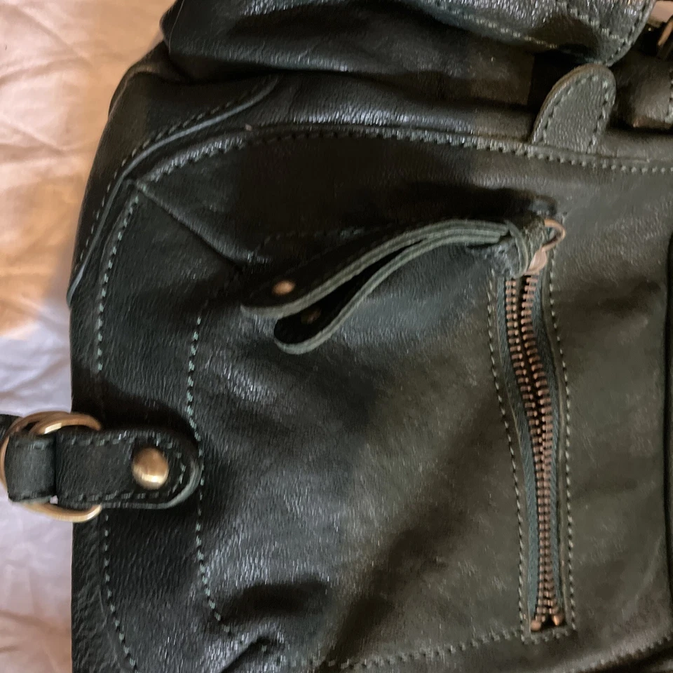 Bolso de Hombro Hobo Mujer Sorial Nueva York Cuero Verde Bolso Boho Flecos Borlas Foto 3 de 4