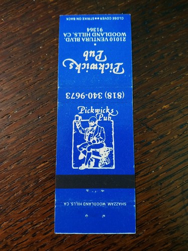 Vintage Matchcover: Pickwick's Pub, Woodland Hills, CA - 第 2/3 張圖片