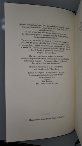 Library of America LINCOLN Speeches Writings 1832 to 1865 Boxed Set 2 vol HC VTG - Picture 16 of 20