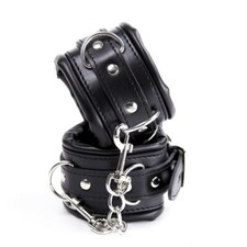 PU Leather Binding Padded Handcuffs Ankle Neck Collar CuffsChoker Slaves