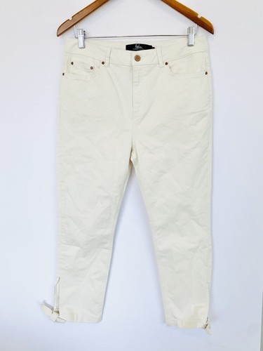 White Denim Jeans Bow Hem Straight Size 