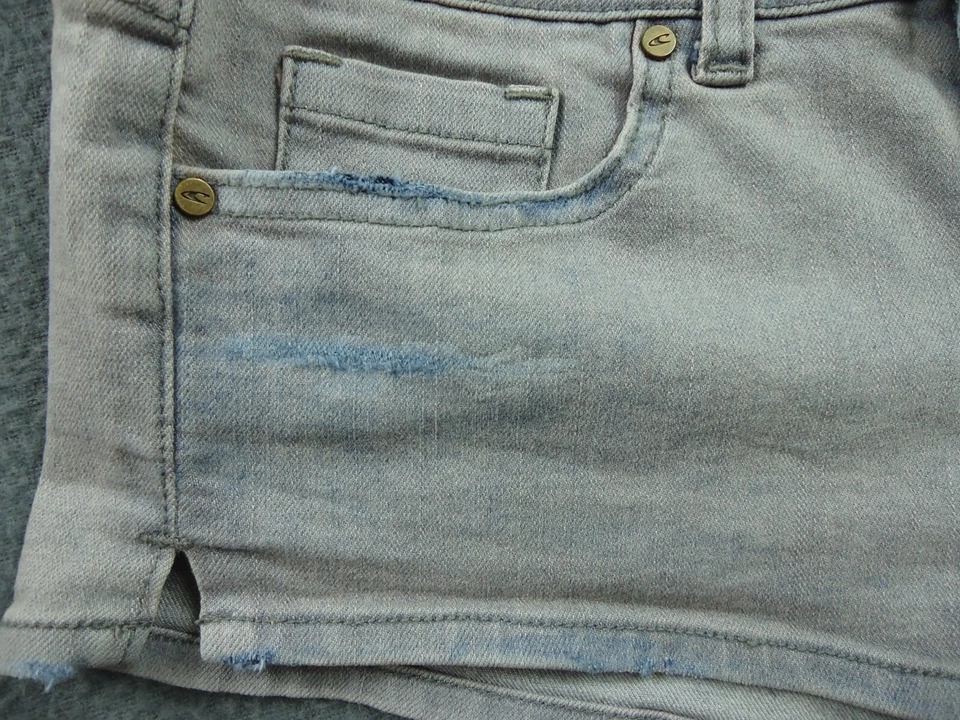 Pantalones Cortos O'Neill Para Mujer 7 Azul Denim Wesley Elastizados Tiro Bajo Juniors Distress Mini Foto 4 de 4