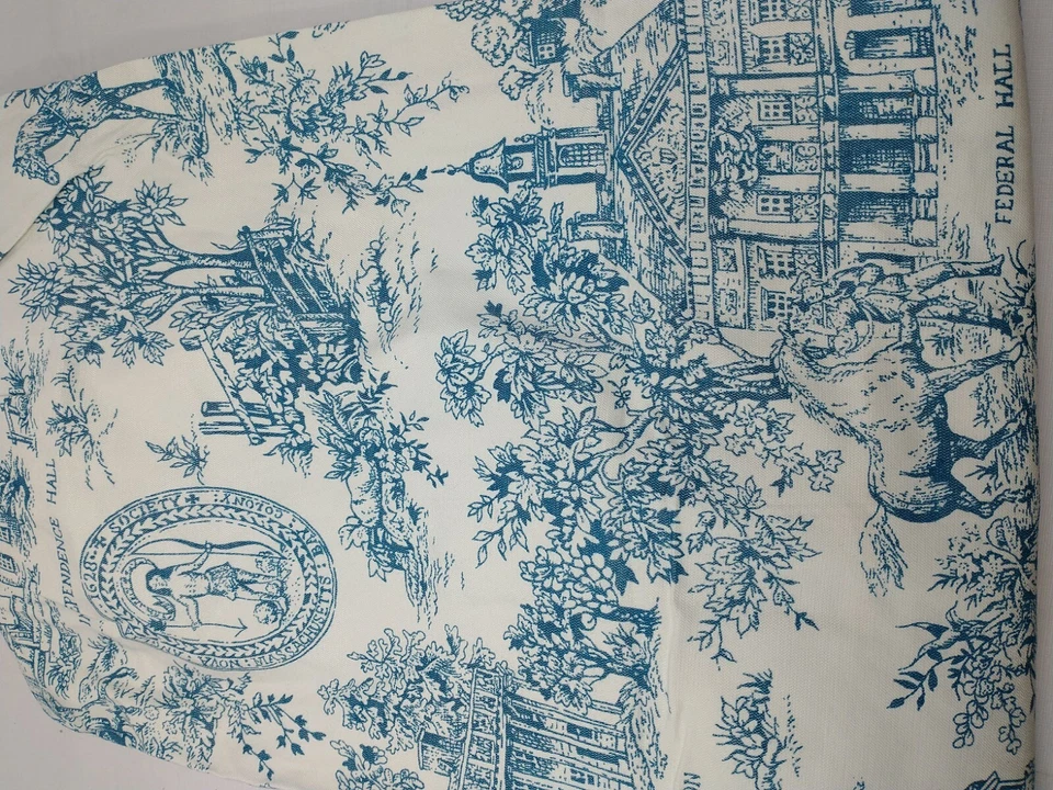 4 cortinas para panel de inodoro INDEPENDENCE 1776 azul blanco colcha a juego doble Foto 3 de 4