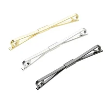 3PCS Shirt Collar Clips Necktie Tie Clips Clip-on Collar Bars Gold Silver Bla...