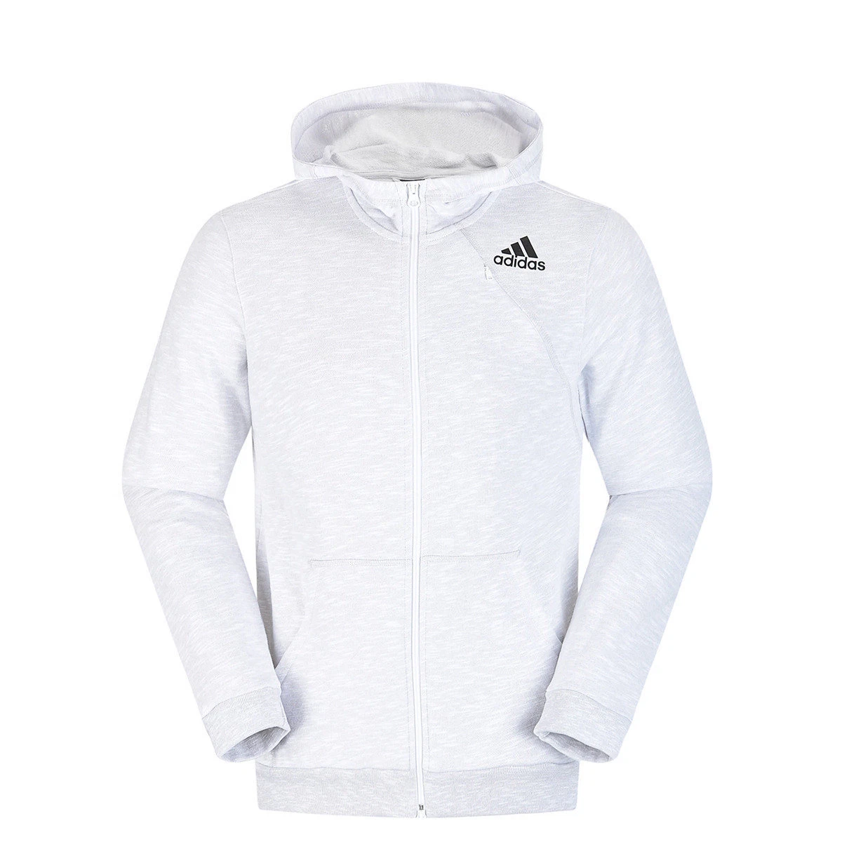 Men adidas Cross Up Full Zip Hoodie Light Heather Grey NEW