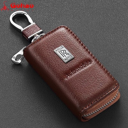 New Leather Key Fob Case Holder Cover for Phantom Ghost Dawn Wraith Cullinan - Picture 5 of 11
