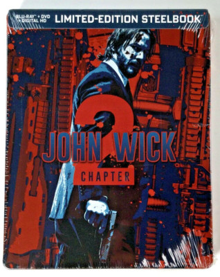 John Wick Chapter 2 Limited Edition Steelbook Blu-Ray + DVD + Digital - NEW