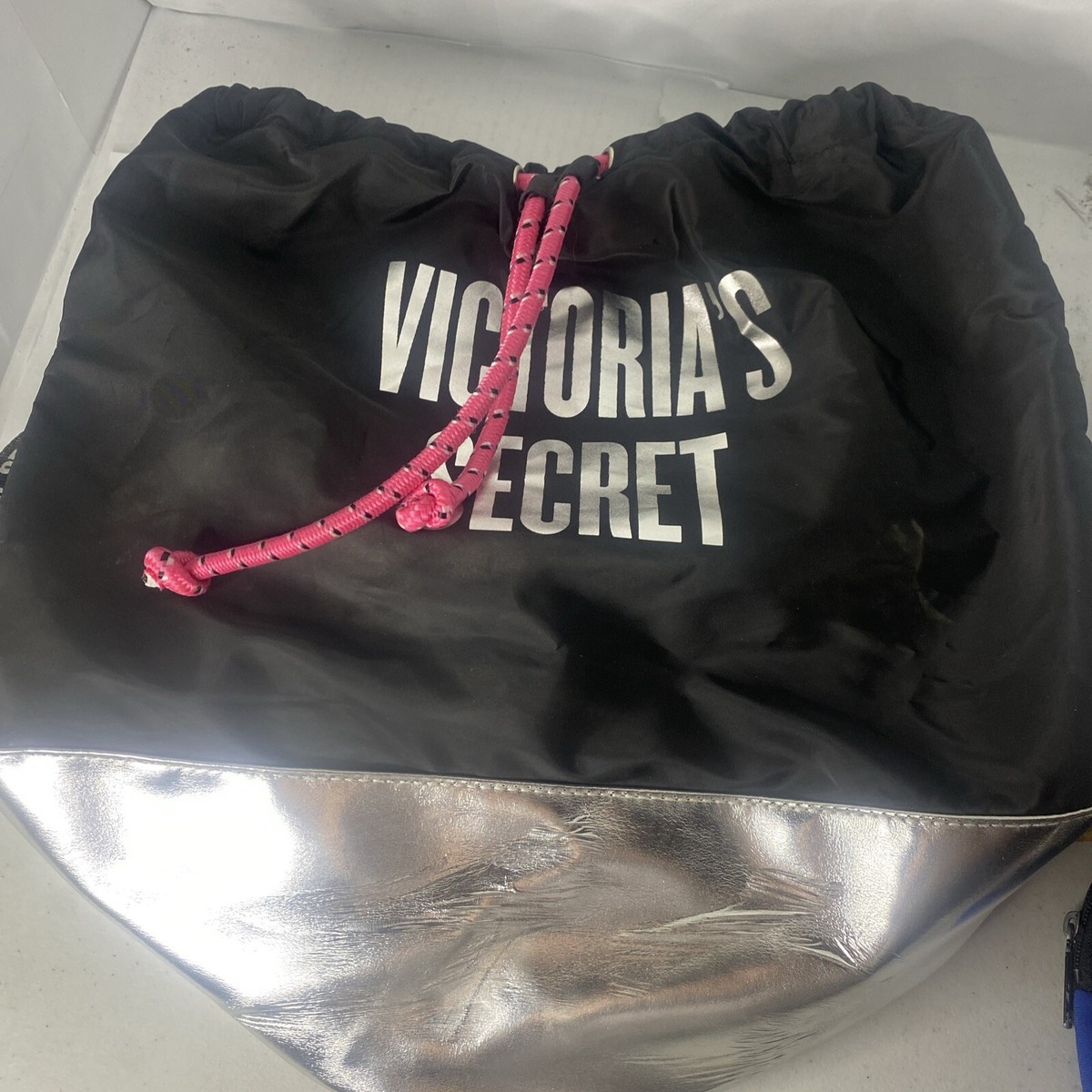 Victoria\'s Secret Black Drawstring Backpack Vintage Victoria Secret Black Leather | Mercari main image 4