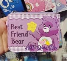 Care Bears Best Friend Bear Purple Gingham ID Cardholder Coin Purse Wallet