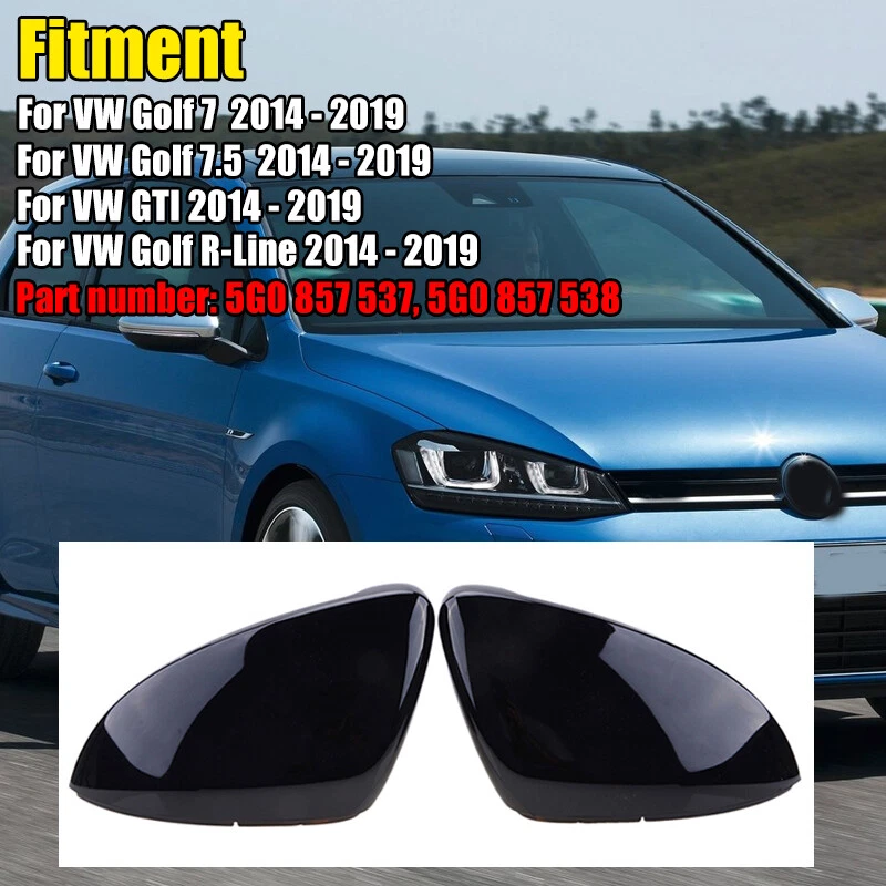 Carbon Fiber Black Replacement Side Mirror Cover Caps For VW Golf