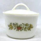 Vintage Pyrex Spice Of Life Sugar Bowl With Lid White Vegetable Pattern USA