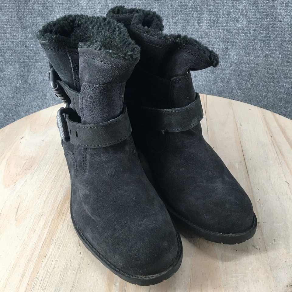 Botas Caterpillar para mujer 7 tobillo ancho invierno hebilla P309111 gamuza negra Foto 3 de 4