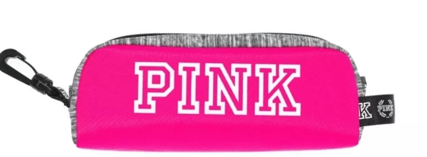 NEW Victoria s Secret PINK Grey Marl Mini Pouch Pencil Case Holder School Makeup