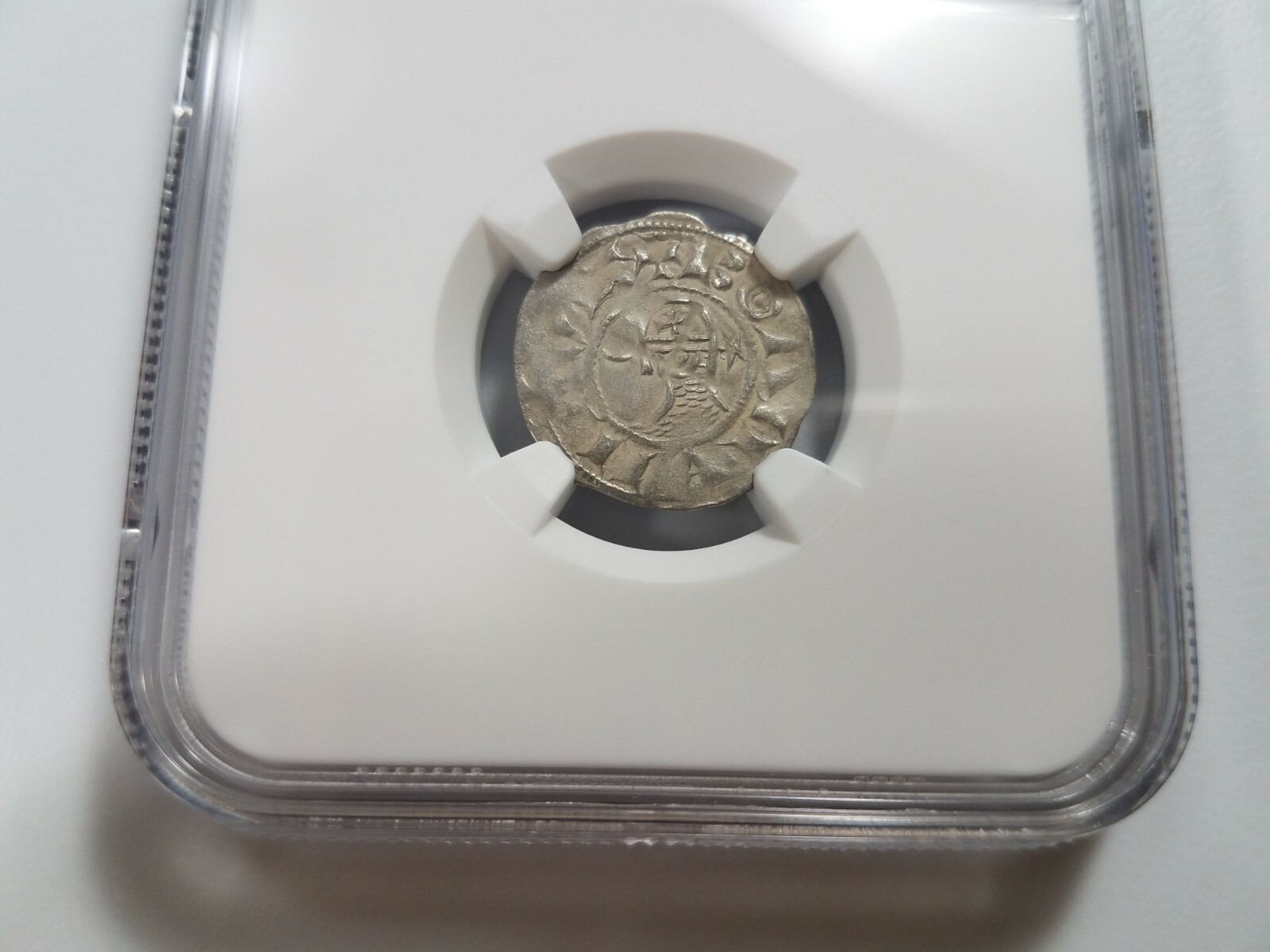 Antioch Bohemond III NGC AU 53 Silver Denier Knights Templar Crusader Holy Cross
