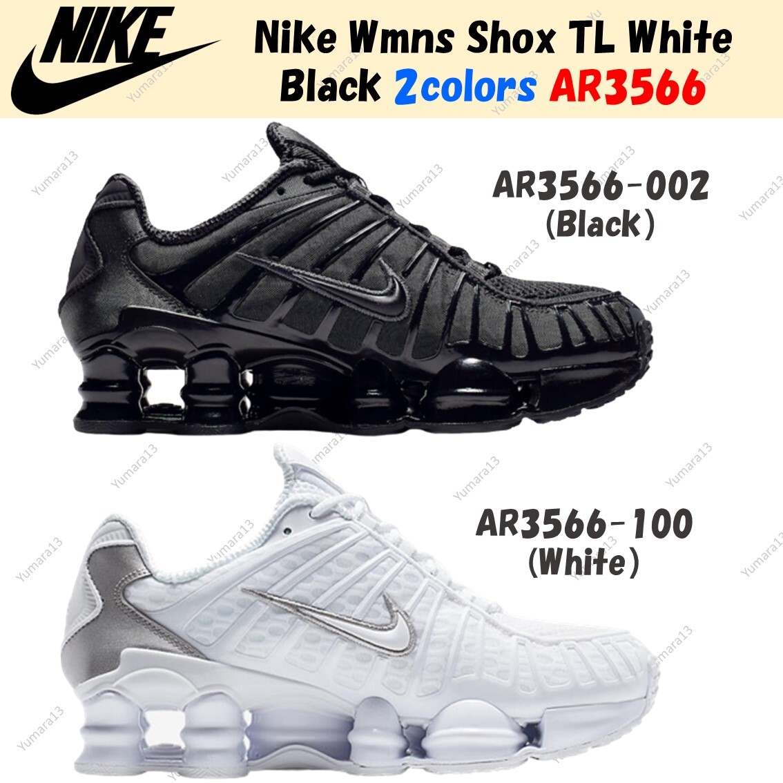 Nike Wmns Shox TL White Black 2colors AR3566-002,100 US 5-15 Brand New