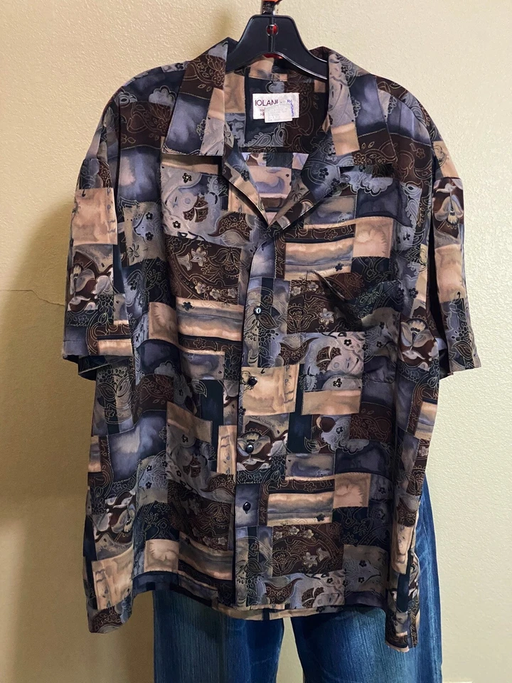 CAMISA ABOTONADA MANGA CORTA Iolani Made Hawaii Vintage Estampado Bolsillo Poli Grande L Foto 2 de 4
