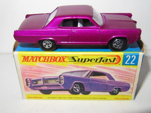 MATCHBOX SUPERFAST No.22 PONTIAC COUPE 'DARKER PURPLE' MIB MINT / BOXED - Picture 2 of 11