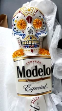 MODELO ESPECIAL BEER DAY OF THE DEAD SUGAR SKULL 10" TALL TAP HANDLE BAR WHT NEW