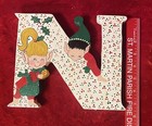 Vintage NOEL Pixie Elves 4 Pc Christmas Hand painted Large Letters — photo 3