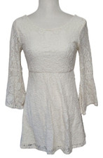 Rewind Womens Size Small Floral Dress Tie Open Back Chiffon Long Sleeve Squaren