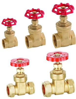 Messing Absperrschieber Innengewinde BSP Gewinde/Kompressionsende Größen 1/2'' bis 54mm