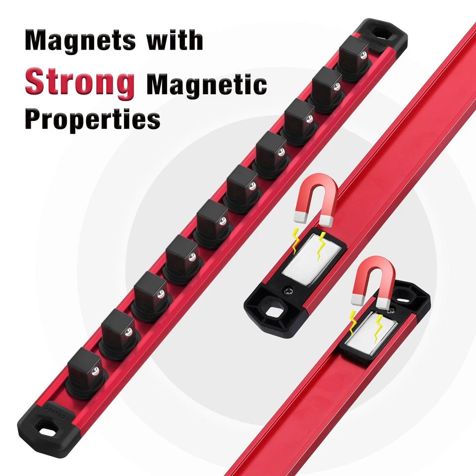 3-PACK 1/4" 3/8" 1/2" Drive Magnetic Socket Organizer Set Socket Holder Rack USA - Image 3 of 4