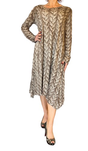 DAMEN SAMANTHA SUNG HANDGEZEICHNET KETTE BEDRUCKT WOLLE LANGARM KLEID 12