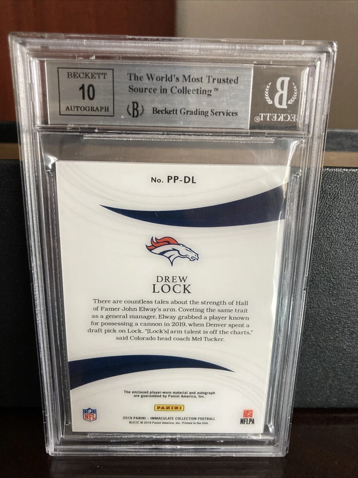 2019 Panini Immaculate Drew Lock Rookie Premium Patch Auto /25 Broncos BGS 9 - Image 4 of 4