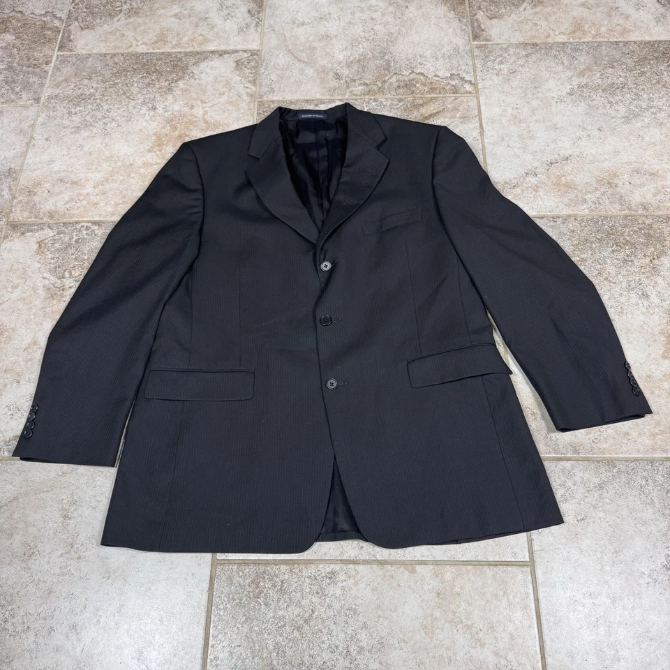 Daniel Cremieux Loro Piana Men’s 2-Piece Suit 44R / 36x31 Black Striped - Image 2 of 4