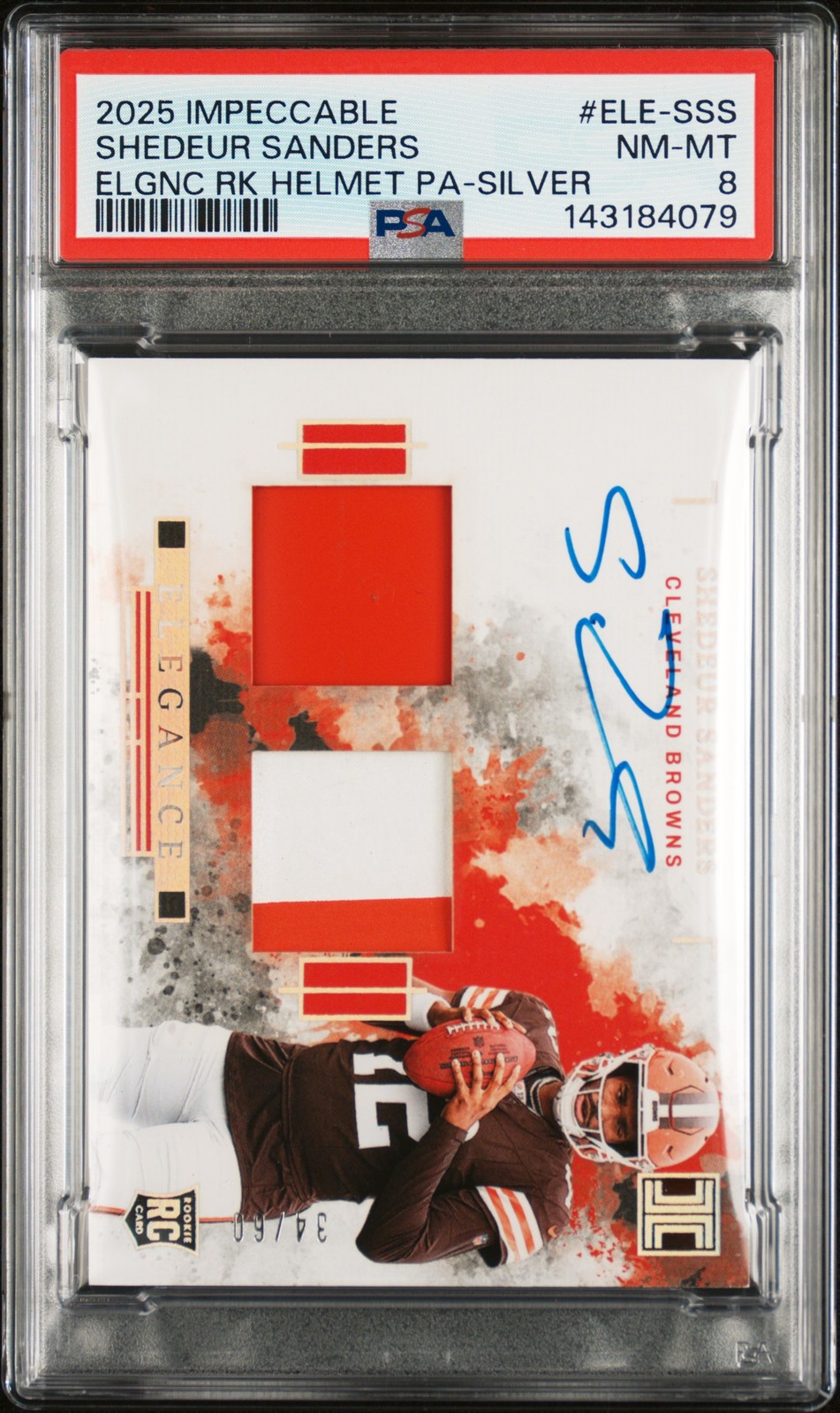 Shedeur Sanders Panini Impeccable Elegance Rookie Helmet and Patch Autos #ELESSS Silver