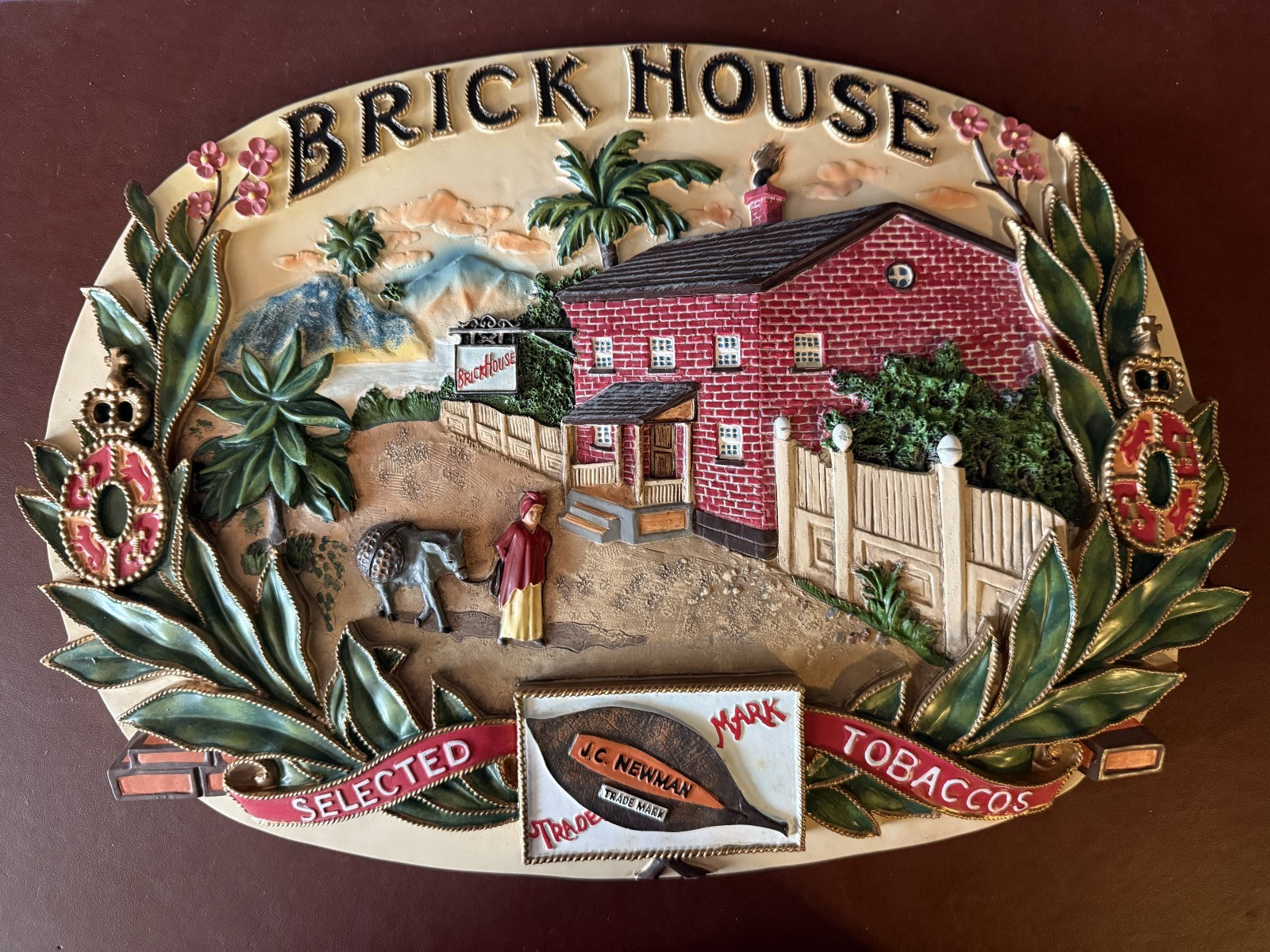 J.C. Newman Brick House Cigar Ceramic Plaque Brand New Never Used