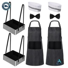Waiter Costume 8 Piece Adult Soda Jerk Hat Bow Tie Apron Snack Tray 1950s Retro