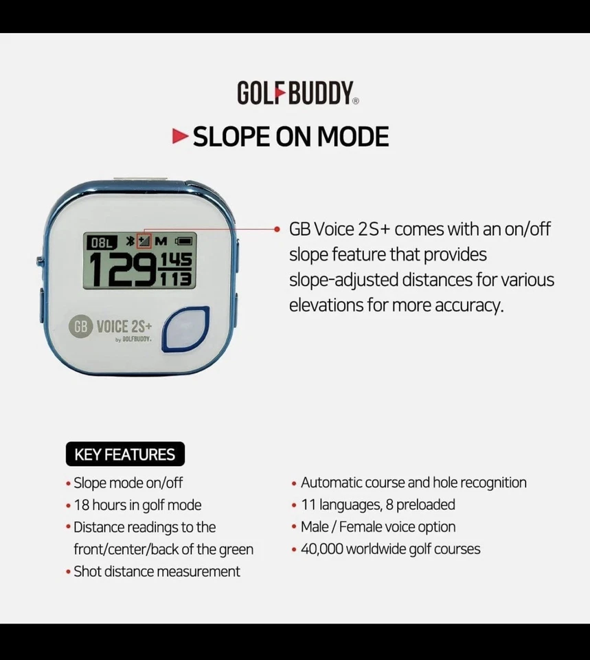 GOLFBUDDY Voice 2S+ Talking GPS Rangefinder, Clip on Hat Golf Navigation,... - Image 3 of 4