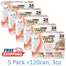5 Pack Fancy Feast Classic Collection Chicken & Beef Pate Variety Pack Canned