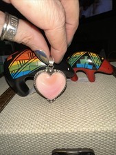 Johnny Dixon Navajo Handmade Large Pink Conch Heart Pendant 