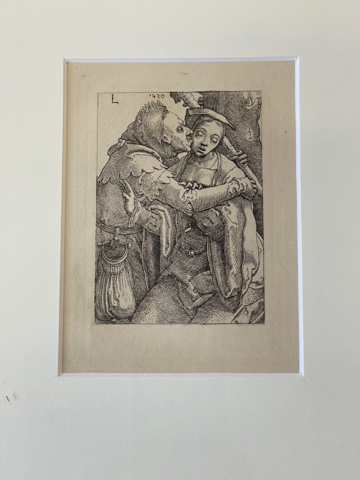 Lucas Van Leyden Curious Couple The Jester and the Young Woman Engraving