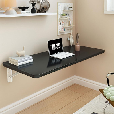 Compact Wall Folding Table for Small Spaces - Black 35.4''x19.7