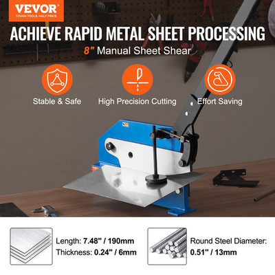 VEVOR 8'' Manual Hand Plate Shear for Metal Sheet Processing, DIY Enthusiasts