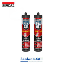 2 x Soudal Fix All High Tack White Sealant Strong Bond Adhesive Polymer Silcone
