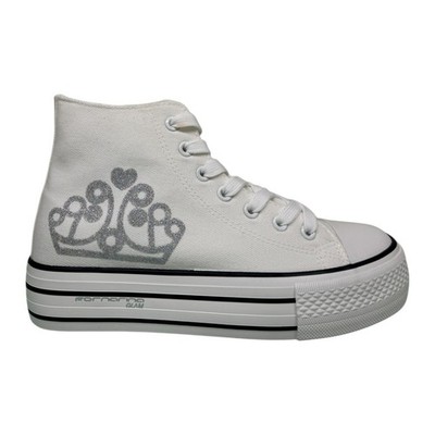 Fornarina Barbie4 Sneaker Plateau High Weiß mit silbernen Details für Mädchen