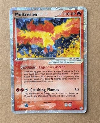 Moltres ex 115/112 FireRed LeafGreen Cracked Ice Holo Pokémon Card - MP 