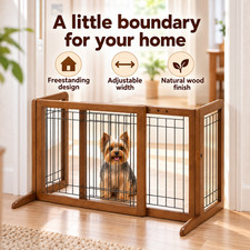 Richell Small Bay Isle Freestanding Wood Pet Gate Dog 20in Expands 26-40in NEW